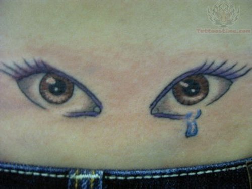 Eyes Tear Drop Lowerback Tattoo